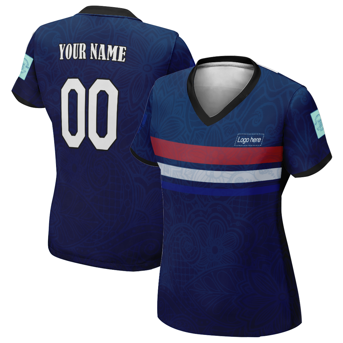로고가 있는 여자 멋진 프랑스 월드컵 맞춤형 축구 유니폼