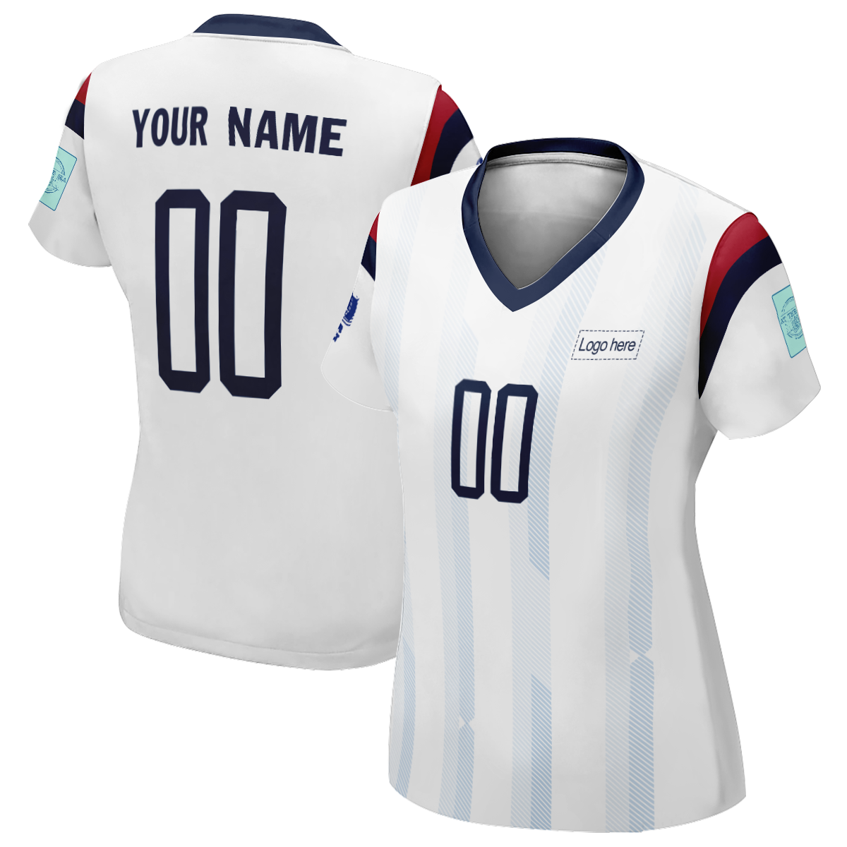 로고가 있는 여성용 맞춤형 한국 월드컵 축구 유니폼